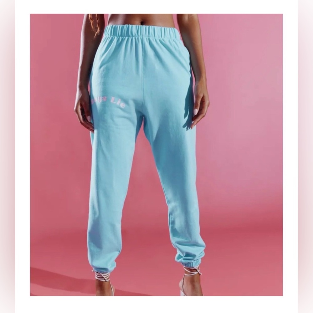 Boys Lie Blue Joggers with Pink Logo nwt size small